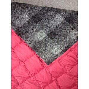 Eddie Bauer Goose Down Throw Blanket 55x50 Red Puffer Quilted Buffalo Plaid